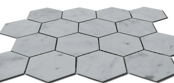 Carrara White Approx 12x12 Hexagon 3" Honed Marble Mosaic