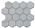 Carrara White Approx 12x12 Hexagon 3" Honed Marble Mosaic