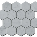 Carrara White Approx 12x12 Hexagon 3" Honed Marble Mosaic