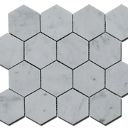 Carrara White Approx 12x12 Hexagon 3" Honed Marble Mosaic