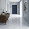 Carrara White Marble Tile 12x12 Polished — Hallway floor