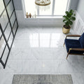 Carrara White Marble Tile 12x12 Polished — Sunroom floor