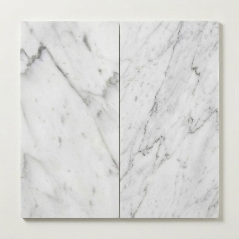 Carrara White Marble Tile 12x24 Honed close-up