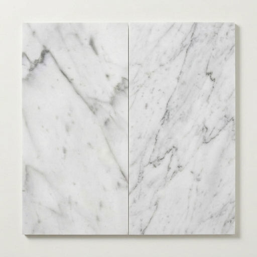 Carrara White Marble Tile 12x24 Honed close-up