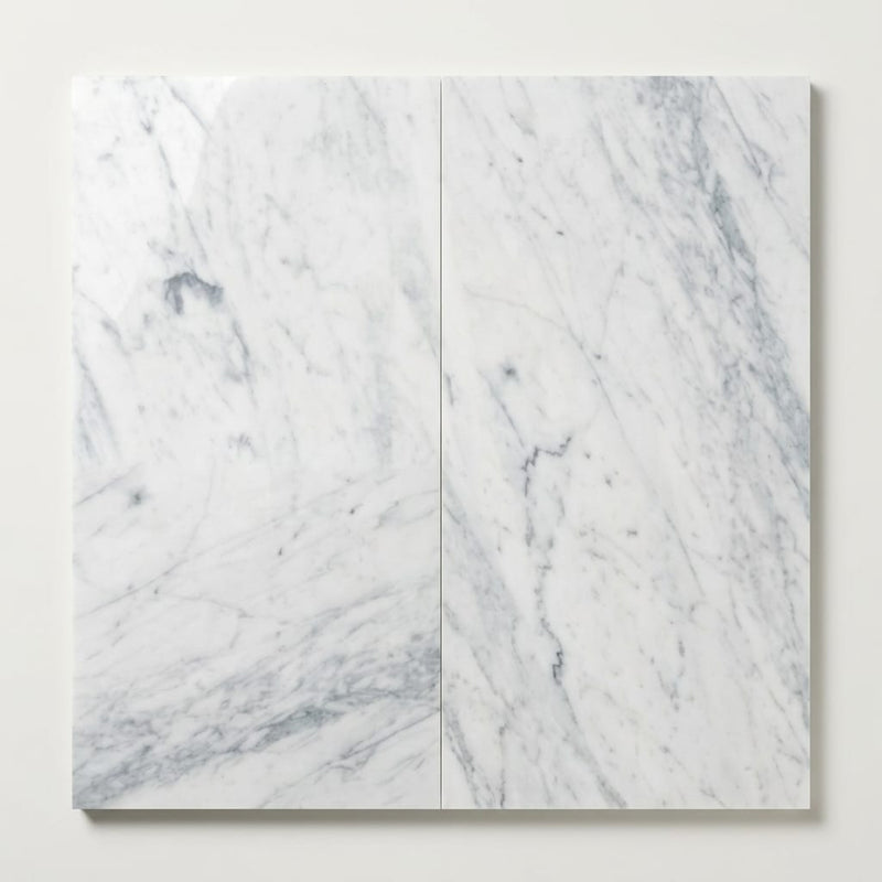 Carrara White Marble Tile 12x24 Polished close-up