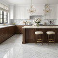 Carrara White Marble Tile 12x24 Polished — Kitchen floor