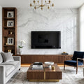 Carrara White Marble Tile 12x24 Polished — Living Room feature wall