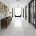 Carrara White Marble Tile 18x18 Honed — Hallway floor