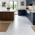 Carrara White Marble Tile 18x18 Honed — Kitchen floor