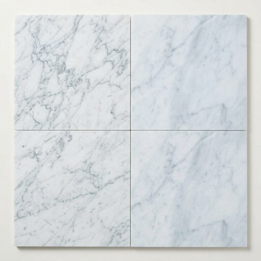 Carrara White Marble Tile 18x18 Polished close-up