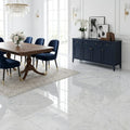 Carrara White Marble Tile 18x18 Polished — Dining Room floor