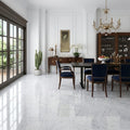 Carrara White Marble Tile 18x18 Polished — Living Room floor