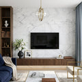 Carrara White Marble Tile 18x36 Honed — Living Room feature wall
