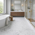 Carrara White Marble Tile 18x36 Honed — Primary Bath floor