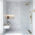 Carrara White Marble Tile 18x36 Polished — Bathroom shower wall