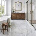 Carrara White Marble Tile 18x36 Polished — Primary Bath floor
