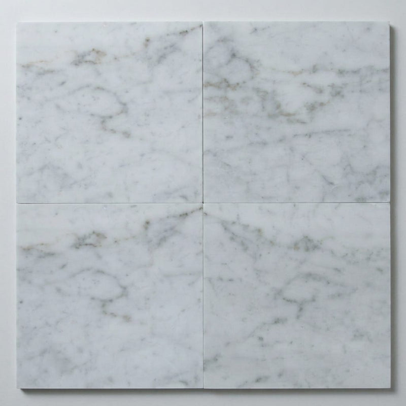 Carrara White Marble Tile 24x24 Honed close-up