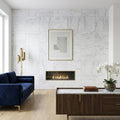 Carrara White Marble Tile 24x24 Honed — Living Room feature wall