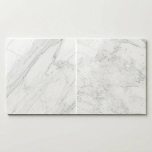 Carrara White Marble Tile 24x24 Polished close-up