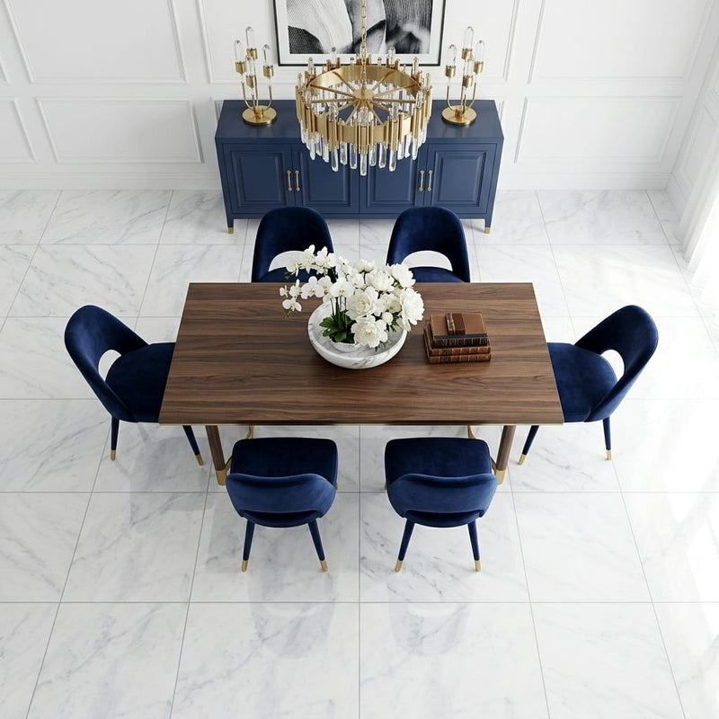 Carrara White Marble Tile 24x24 Polished — Dining Room floor