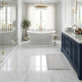 Carrara White Marble Tile 24x24 Polished — Primary Bath floor
