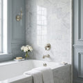 Carrara White Marble Tile 3x6 Honed — Bathroom tub surround edge