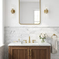 Carrara White Marble Tile 3x6 Honed — Bathroom wainscot cap