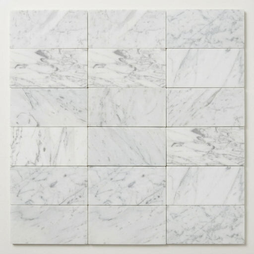 Carrara White Marble Tile 3x6 Honed close-up