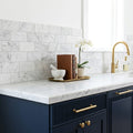 Carrara White Marble Tile 3x6 Honed — Kitchen countertop edge
