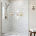 Carrara White Marble Tile 3x6 Polished — Bathroom shower wall edge
