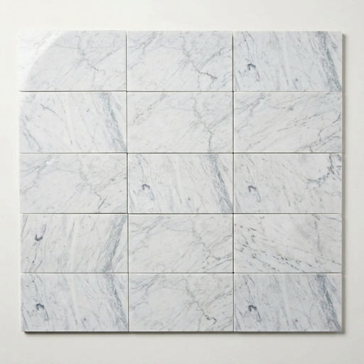 Carrara White Marble Tile 3x6 Polished close-up