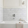 Carrara White Marble Tile 6x12 Honed — Bathroom tub surround edge