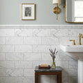Carrara White Marble Tile 6x12 Honed — Bathroom wainscot cap