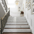 Carrara White Marble Tile 6x12 Polished — Stairway stair riser edge