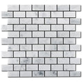 Carrara Whie 1x2 Honed Marble Brick Mosaic