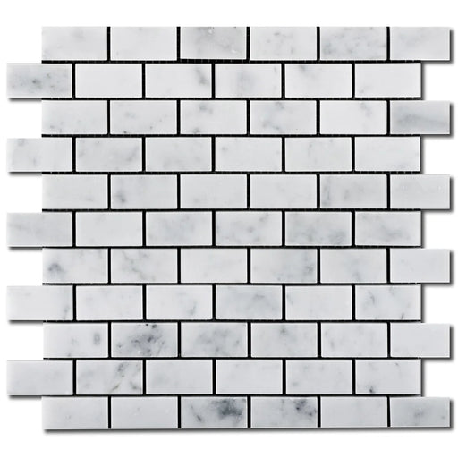 Carrara Whie 1x2 Honed Marble Brick Mosaic