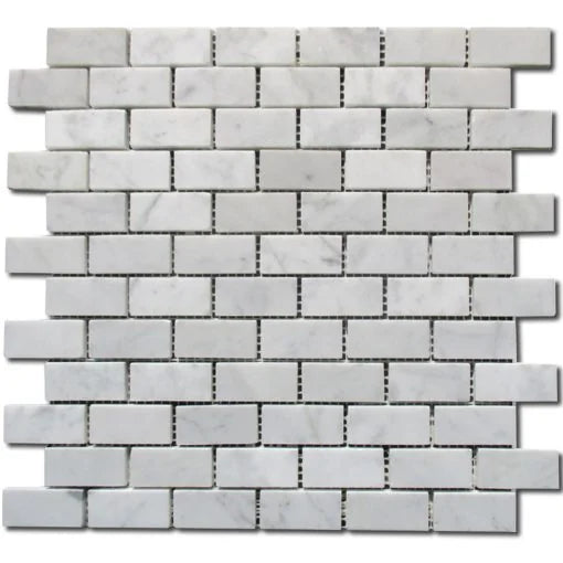 Carrara Whie 1x2 Polished Marble Brick Mosaic