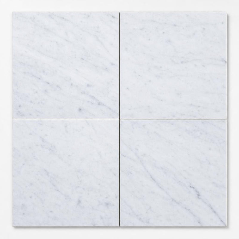 Carrara White (Venetino) 18x18 Natural Veined Marble Tile close-up