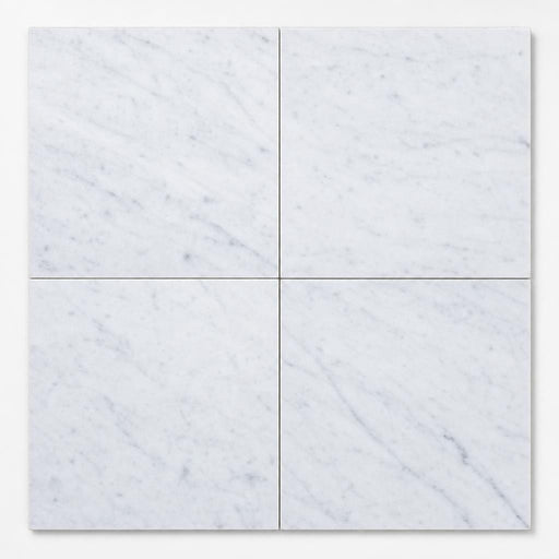 Carrara White (Venetino) 18x18 Natural Veined Marble Tile close-up
