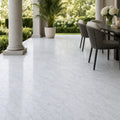 Carrara White (Venetino) 18x18 Natural Veined Marble Tile — Covered Patio floor