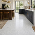 Carrara White (Venetino) 18x18 Natural Veined Marble Tile — Kitchen floor