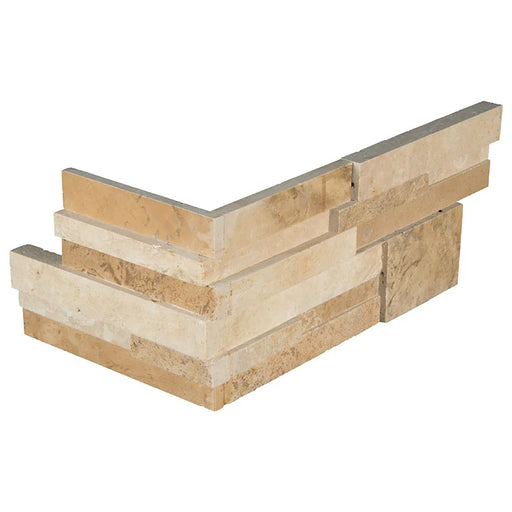 Casa Blend 3D Honed Corner 6x12 Travertine Ledger Stone