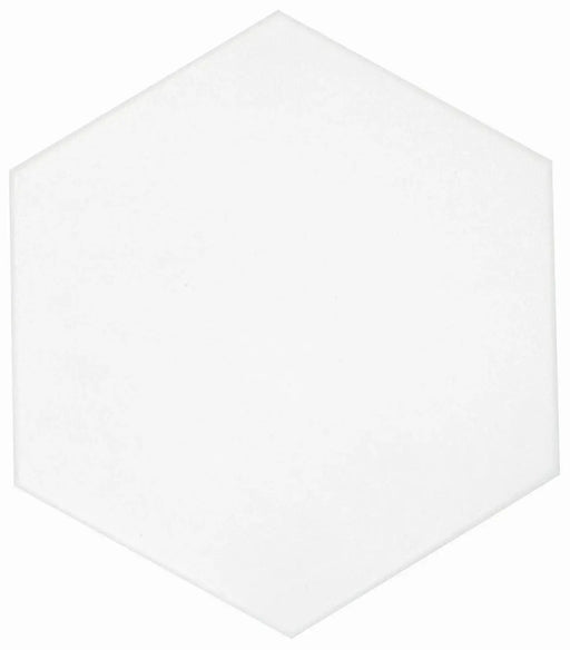 Casablanca Solid White 8x9 Hexagon Stoneware Tile