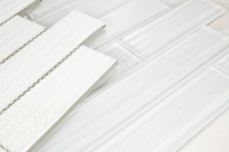 Casale Silver White Multi Size Glass Mosaic