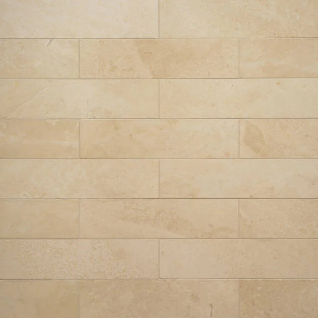 Caspian Bisque 12x3 Honed Mesh Back Marble Mosaic