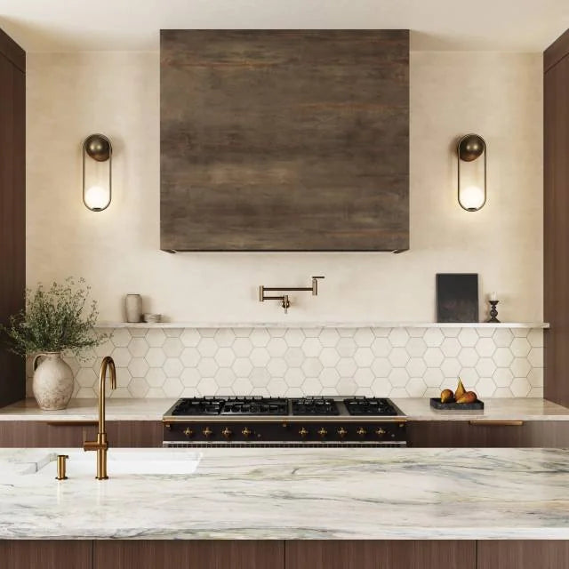 Caspian Bisque 3in Hex 12x10.5 Honed Mesh Back Marble Mosaic