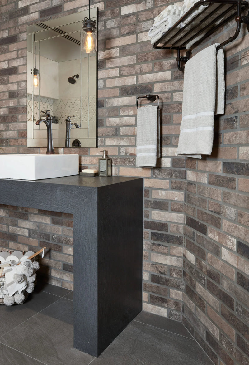 Castle Brick Brown 2-1/2x10 Brick Look Porcelain Tile