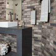 Castle Brick Brown 2-1/2x10 Brick Look Porcelain Tile