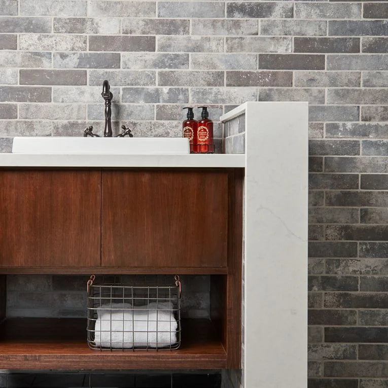 Castle Brick Grey 2-1/2x10 Brick Look Ceramic / Porcelain Tile