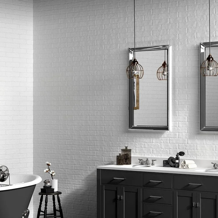 Castle Brick White 2-1/2x10 Brick Look Ceramic / Porcelain Tile